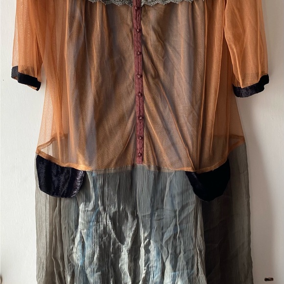 Age of Love by Nataya Dresses & Skirts - Elegant Sheer Tan and green dress with black trim